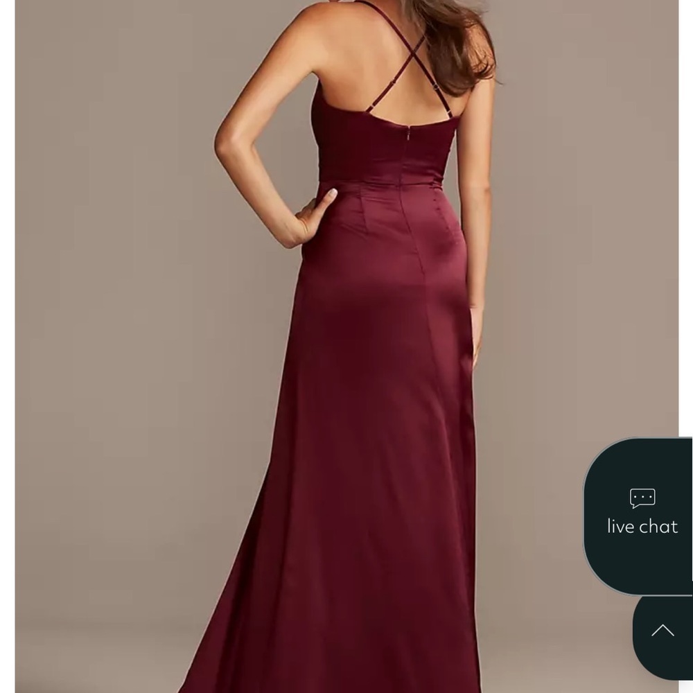 David’s Bridal Navy Bridesmaid Dress Cowl Neck Slit | Size 8 | STYLE# DS270091 - Picture 8 of 8